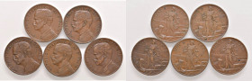 Vittorio Emanuele III - Lotto composto da 5 monete - 
Come da foto.