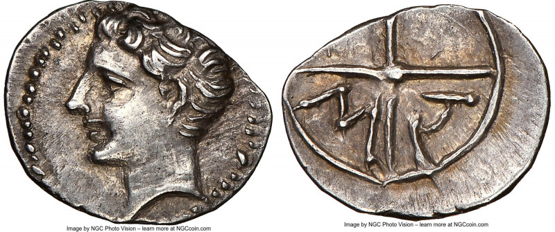 GAUL. Massalia. Ca. 1st century BC. AR obol (11mm, 11h). NGC AU. Ca. 100-50 BC. ...