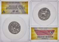 MACEDONIAN KINGDOM. Alexander III the Great (336-323 BC). AR tetradrachm (25mm, 6h). ANACS XF 40. Posthumous issue of Ake or Tyre, uncertain dated Reg...