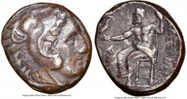 MACEDONIAN KINGDOM. Alexander III the Great (336-323 BC). AR tetradrachm (24mm, 17.16 gm, 8h). NGC Choice VF 5/5 - 2/5, scratch. Lifetime issue of 'Am...