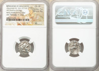 MACEDONIAN KINGDOM. Alexander III the Great (336-323 BC). AR drachm (16mm, 4.24 gm, 12h). NGC Choice VF 5/5 - 4/5. Early posthumous issue of Lampsacus...