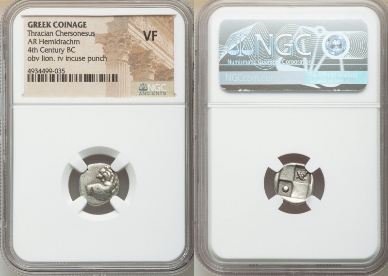 THRACE. Chersonesus. Ca. 4th century BC. AR hemidrachm (14mm). NGC VF. Forepart ...