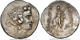 THRACE. Maroneia. Ca. after 146 BC. AR tetradrachm (32mm, 16.53 gm, 1h). NGC Choice XF 4/5 - 2/5, scratches. Head of young Dionysus right, wearing clo...