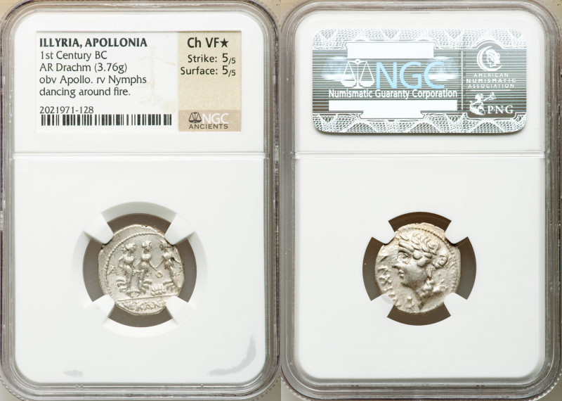 ILLYRIA. Apollonia. Ca. 1st Century BC. AR drachm (19mm, 3.76 gm, 12h). NGC Choi...