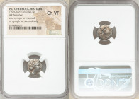 EUBOEA. Histiaia. Ca. 3rd-2nd centuries BC. AR tetrobol (15mm, 7h). NGC Choice VF. Head of nymph right, wearing vine-leaf crown, earring and necklace ...