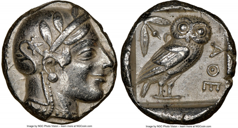 ATTICA. Athens. Ca. 455-440 BC. AR tetradrachm (22mm, 17.17 gm, 7h). NGC Choice ...