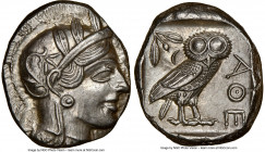 ATTICA. Athens. Ca. 440-404 BC. AR tetradrachm (24mm, 17.21 gm, 1h). NGC Choice AU 5/5 - 4/5, brushed. Mid-mass coinage issue. Head of Athena right, w...