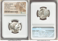 ATTICA. Athens. Ca. 440-404 BC. AR tetradrachm (25mm, 17.18 gm, 3h). NGC Choice AU 5/5 - 3/5. Mid-mass coinage issue. Head of Athena right, wearing ea...