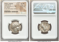 ATTICA. Athens. Ca. 440-404 BC. AR tetradrachm (24mm, 17.16 gm, 10h). NGC Choice XF 3/5 - 5/5. Mid-mass coinage issue. Head of Athena right, wearing e...