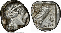 ATTICA. Athens. Ca. 440-404 BC. AR tetradrachm (25mm, 17.20 gm, 7h). NGC Choice XF 4/5 - 3/5, brushed. Mid-mass coinage issue. Head of Athena right, w...