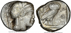 ATTICA. Athens. Ca. 440-404 BC. AR tetradrachm (24mm, 17.20 gm, 1h). NGC Choice XF 2/5 - 3/5. Mid-mass coinage issue. Head of Athena right, wearing ea...