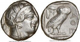 ATTICA. Athens. Ca. 440-404 BC. AR tetradrachm (26mm, 17.20 gm, 10h). NGC XF 4/5 - 4/5. Mid-mass coinage issue. Head of Athena right, wearing earring,...