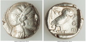 ATTICA. Athens. Ca. 440-404 BC. AR tetradrachm (23mm, 17.13 gm, 2h). VF, edge marks. Mid-mass coinage issue. Head of Athena right, wearing earring, ne...