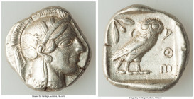 ATTICA. Athens. Ca. 440-404 BC. AR tetradrachm (25mm, 17.14 gm, 4h). XF. Mid-mass coinage issue. Head of Athena right, wearing earring, necklace, and ...