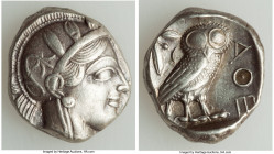 ATTICA. Athens. Ca. 440-404 BC. AR tetradrachm (23mm, 17.16 gm, 6h). XF. Mid-mass coinage issue. Head of Athena right, wearing earring, necklace, and ...