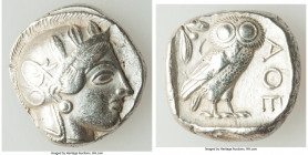 ATTICA. Athens. Ca. 440-404 BC. AR tetradrachm (23mm, 17.14 gm, 4h). VF. Mid-mass coinage issue. Head of Athena right, wearing earring, necklace, and ...