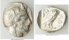 ATTICA. Athens. Ca. 440-404 BC. AR tetradrachm25mm, 17.02 gm, 4h). VF. Mid-mass coinage issue. Head of Athena right, wearing earring, necklace, and cr...