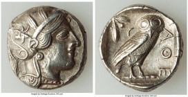 ATTICA. Athens. Ca. 440-404 BC. AR tetradrachm (23mm, 17.17 gm, 8h). XF. Mid-mass coinage issue. Head of Athena right, wearing earring, necklace, and ...