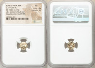 IONIA. Phocaea. Ca. 477-388 BC. EL sixth stater or hecte (10mm, 2.54 gm). NGC XF 4/5 - 5/5. Forepart of bull running left, seal right above / Quadripa...
