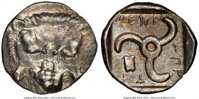 LYCIAN DYNASTS. Mithrapata (ca. 390-360 BC). AR sixth-stater (13mm, 1.25 gm, 6h). NGC MS 4/5 - 4/5. Uncertain mint. Lion scalp facing / MEΘ-PAΠ-AT-A, ...