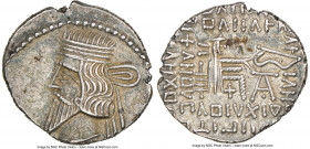 PARTHIAN KINGDOM. Pacorus I (ca. AD 78-120). AR drachm (19mm, 12h). NGC AU, light scratches. Ecbatana. Bust of Pacorus left with long pointed beard, w...