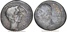 Octavian, as Sole Imperator (30-27 BC). AR quinarius (14mm, 12h). NGC Fine, brockage, bankers mark. Uncertain Italian mint or Ephesus, ca. 29-26 BC. C...