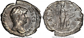 Hadrian (AD 117-138). AR denarius (18mm, 6h). NGC Choice Fine, brushed. Rome, AD 133-ca. AD 135. HADRIANVS-AVG COS III P P, bare head of Hadrian right...