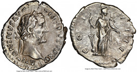 Antoninus Pius (AD 138-161). AR denarius (19mm, 7h). NGC Choice VF. Rome, AD 154-155. ANTONINVS AVG PI-VS P P TR P XVII, laureate head of Antoninus ri...