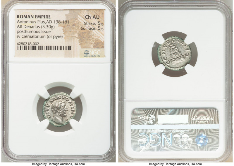 Divus Antoninus Pius (AD 138-161). AR denarius (18mm, 3.30 gm, 5h). NGC Choice A...