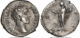 Marcus Aurelius, as Caesar (AD 161-180). AR denarius (17mm, 7h). NGC VF. Rome, AD 145-147. AVRELIVS CAES-AR AVG PII F, bare head of Marcus Aurelius ri...