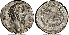 Marcus Aurelius, as Augustus (AD 161-180). AR denarius (17mm, 6h). NGC Choice VF. Rome, ca. AD 170-171. IMP M ANTONINVS AVG TR P XXV, laureate head of...