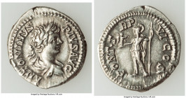 Caracalla (AD 198-217). AR denarius (20mm, 3.61 gm, 11h). Choice VF. Rome, AD 203. ANTONINVS PIVS AVG, laureate and draped bust of Caracalla right / P...