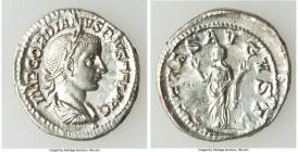 Gordian III (AD 238-244). AR denarius (21mm, 3.96 gm, 5h). XF, die shift. Rome, summer AD 241. IMP GORDIANVS PIVS FEL AVG, laureate, draped and cuiras...