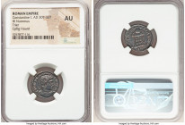 Constantine I the Great (AD 307-337). AE3 or BI nummus (20mm, 5h). NGC AU. Trier, 2nd officina, AD 322-323. CONSTAN-TINVS AVG, helmeted, cuirassed bus...