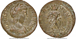 Theodora (AD 305-306). AE4 or BI nummus (15mm, 7h). NGC Choice AU. Trier, 1st officina, AD 337-340. FL MAX THEO-DORAE AVG, diademed bust of Theodora r...