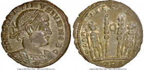 Constantine II, as Caesar (AD 337-340). AE3 or BI nummus (17mm, 6h). NGC MS. Trier, AD 333-334. CONSTAN-TIVS IVN NOB C, laureate, cuirassed bust of Co...