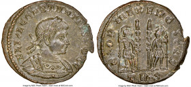 Constantius II, as Caesar (AD 337-361). AE3 or BI nummus (18mm, 11h). NGC MS. Trier, 1st officina, AD 332-333. FL IVL CONSTANTIVS NOB C, laureate, cui...