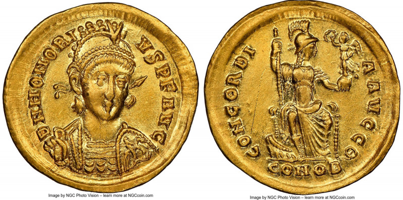 Honorius, Western Roman Empire (AD 393-423). AV solidus (19mm, 4.41 gm, 5h). NGC...