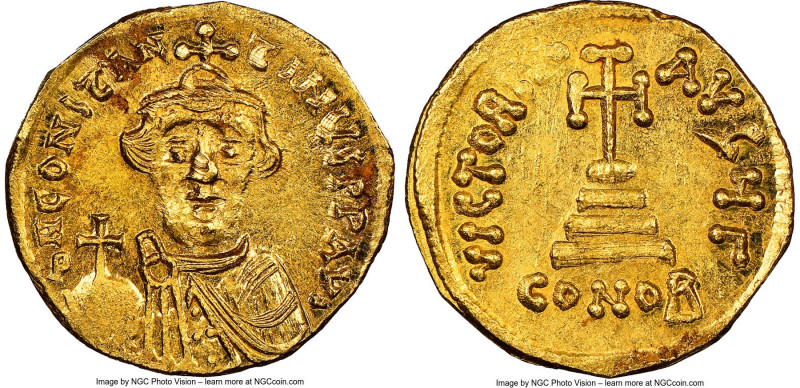 Constans II Pogonatus (AD 641-668). AV solidus (19mm, 4.28 gm, 6h). NGC MS 4/5 -...