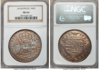 João Prince Regent 960 Reis 1814-R MS64 NGC, Rio de Janeiro mint, KM307.3. Copper-orange and dove gray toned. 

HID09801242017

© 2020 Heritage Au...