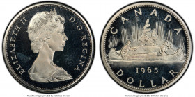 Elizabeth II "Small Beads - Blunt 5" Proof Dollar 1965 PR67 Cameo PCGS, Royal Canadian mint, KM64.1. Type 2 variety with small beads and blunt 5. 

...