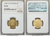 Charles III gold 2 Escudos 1785 P-SF AU58 NGC, Popayan mint, KM49.2a. Residual luster visible in fields and recessed areas. AGW 0.1904 oz. 

HID0980...