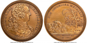 Louis XV copper Restrike Franco-American Jeton 1754-Dated MS65 Red and Brown NGC, Lec-130. Modern issue (cornucopiae 1880-Date). Ex. Donald G. Partric...