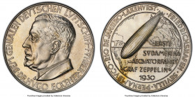 Weimar Republic silver Specimen "South American Flight" Medal 1930 SP64 PCGS, Kaiser-542. 36mm. By Glockler. DEM GENIALEN DEVTSCHEN LVFTSCHIFF-FÜHRER ...