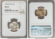Vittorio Emanuele III Pair of Certified 5 Lire NGC, 1) 5 Lire 1926-R - MS64, Rome mint, KM67.1 2) 5 Lire 1937-R - MS63, Rome mint, KM79 Sold as is, no...
