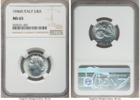 Republic Pair of Certified Lira 1946-R NGC, 1) Lira - MS65, Rome mint, KM87 2) 2 Lira - MS64, Rome mint, KM88 Sold as is, no returns. 

HID098012420...
