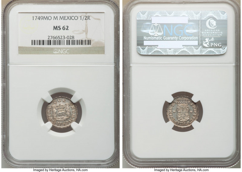 Ferdinand VI 1/2 Real 1749 Mo-M MS62 NGC, Mexico City mint, KM67.1.

HID098012...