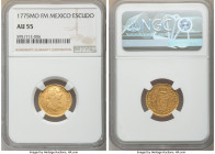 Charles III gold Escudo 1775 Mo-FM AU55 NGC, Mexico City mint, KM118.2. 

HID09801242017

© 2020 Heritage Auctions | All Rights Reserved