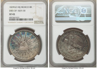 Mexico 8 Reales 1829 Go-MJ XF45 NGC, Guanajuato mint, KM377.8. Dies of 1820-1830. Cerulean blue, golden-orange and gray toning. 

HID09801242017

...