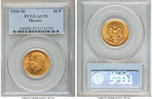Estados Unidos gold 10 Pesos 1920-M AU55 PCGS, Mexico City mint, KM473. Mintage: 12,000. Sunset orange color. 

HID09801242017

© 2020 Heritage Au...